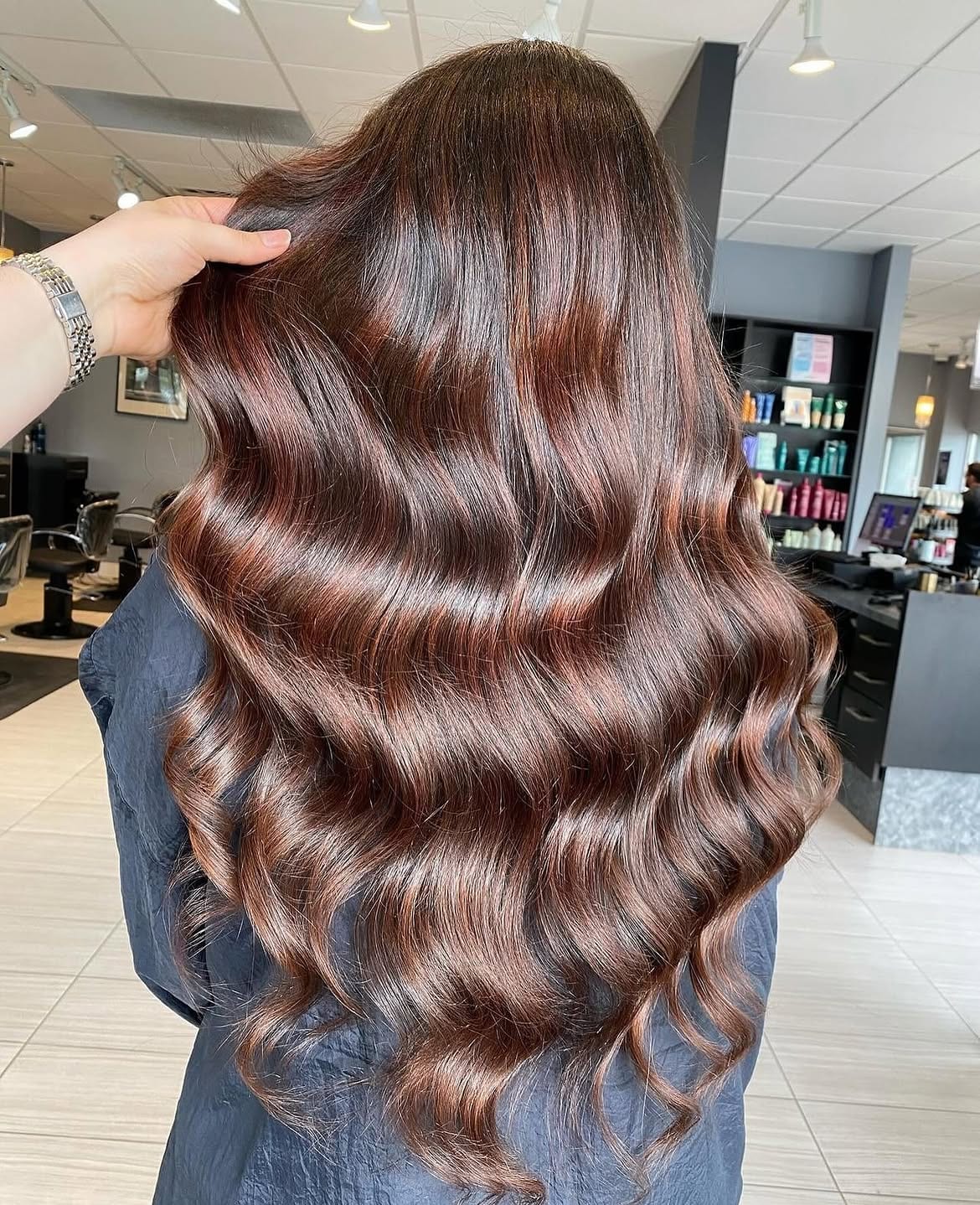 Warm caramel balayage finished at Hairmix Salon